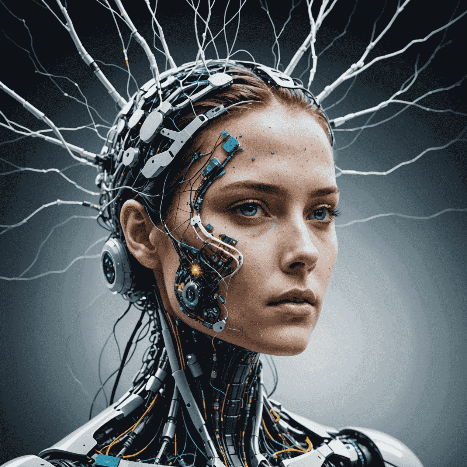Futuristická vizualizácia pokročilých neurónových sietí a umelej inteligencie